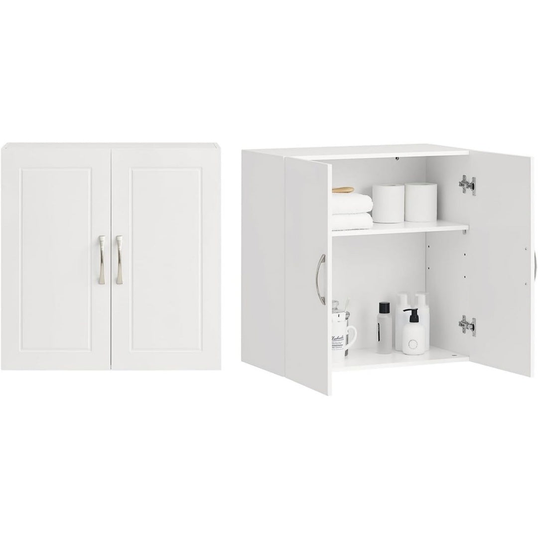mobili a muro bianco per letto con ripiani 3