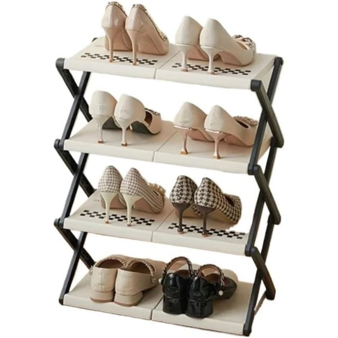 scaffali pieghevoli per scarpe ingresso letto